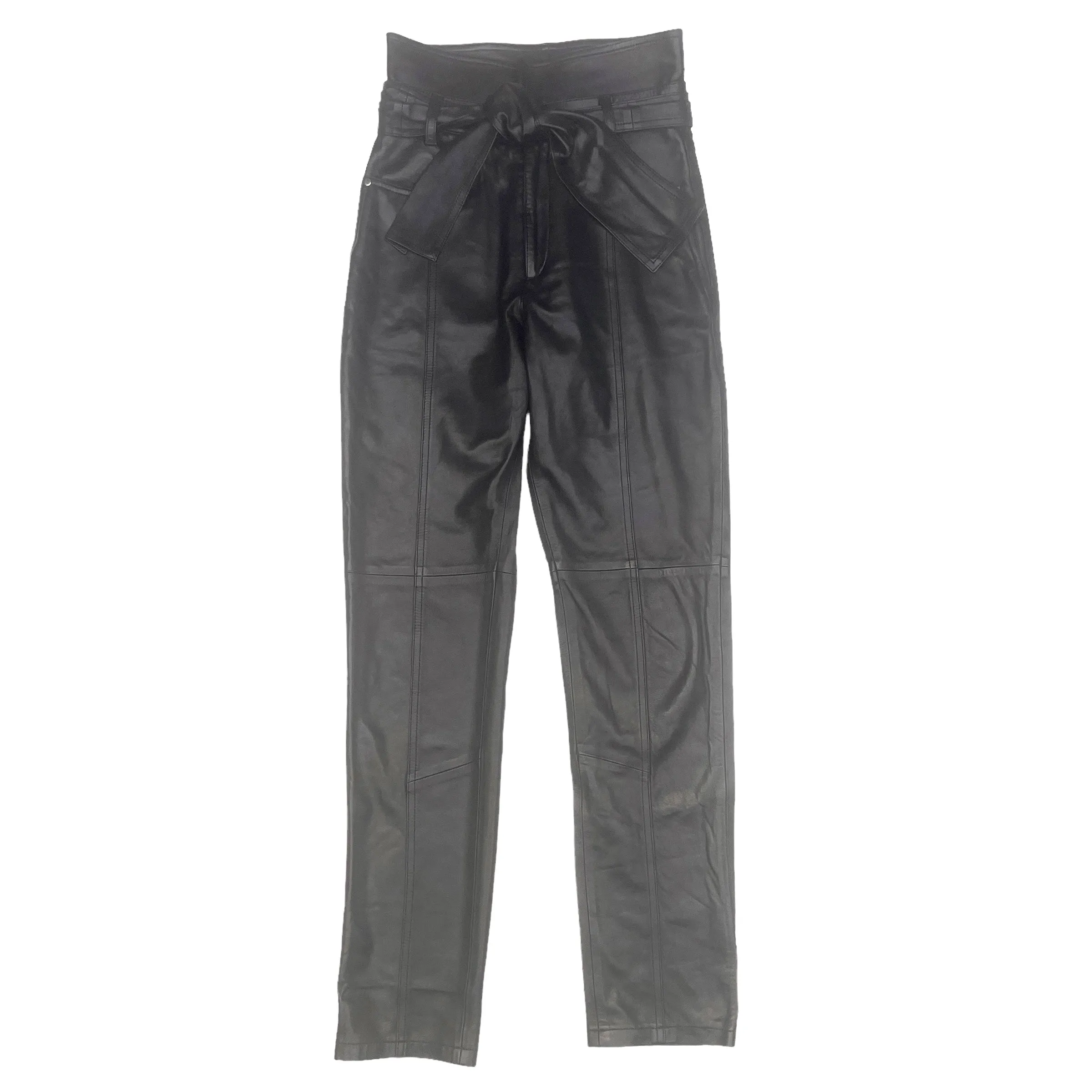 2020 Black High Waisted Leather Pants - XS