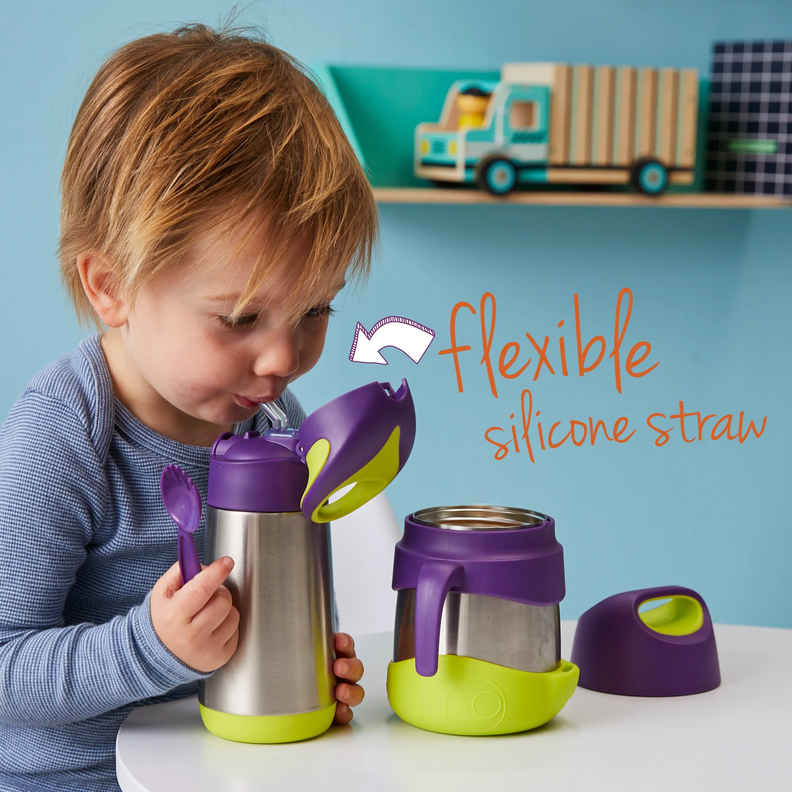 350ml insulated drink bottle - blue slate