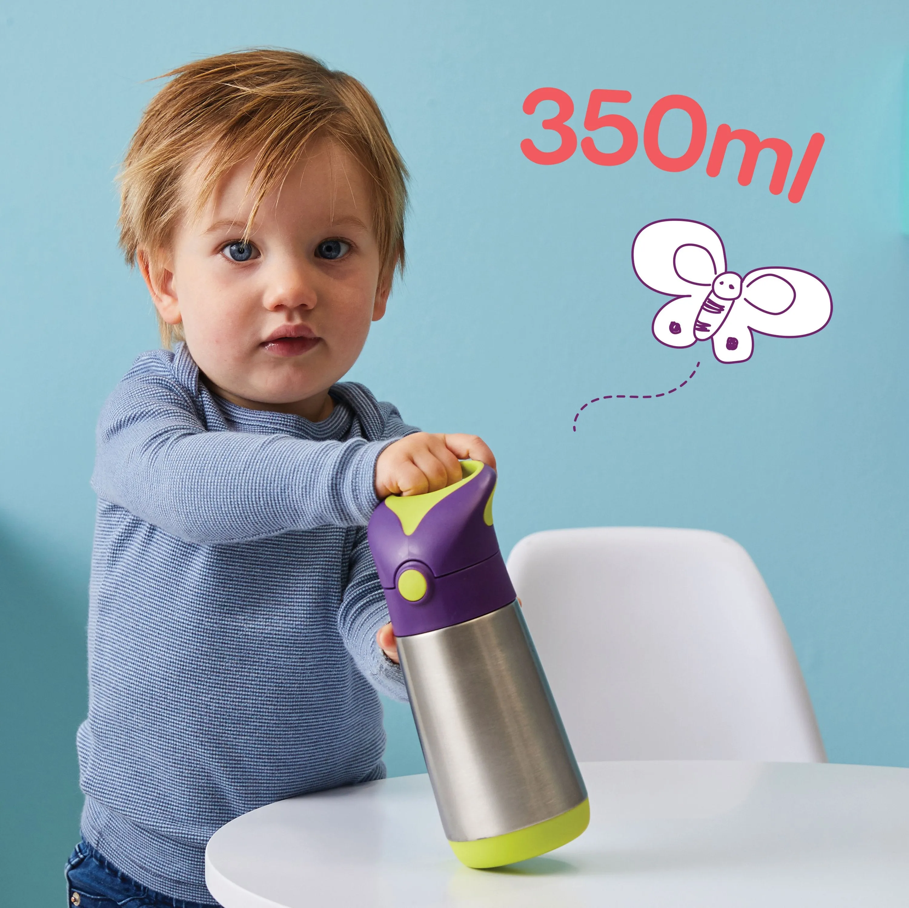 350ml insulated drink bottle - blue slate
