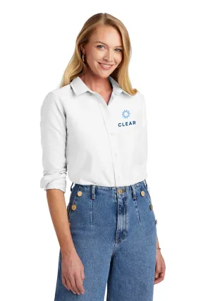Brooks Brothers Women’s Casual Oxford Shirt, White [CLEAR]