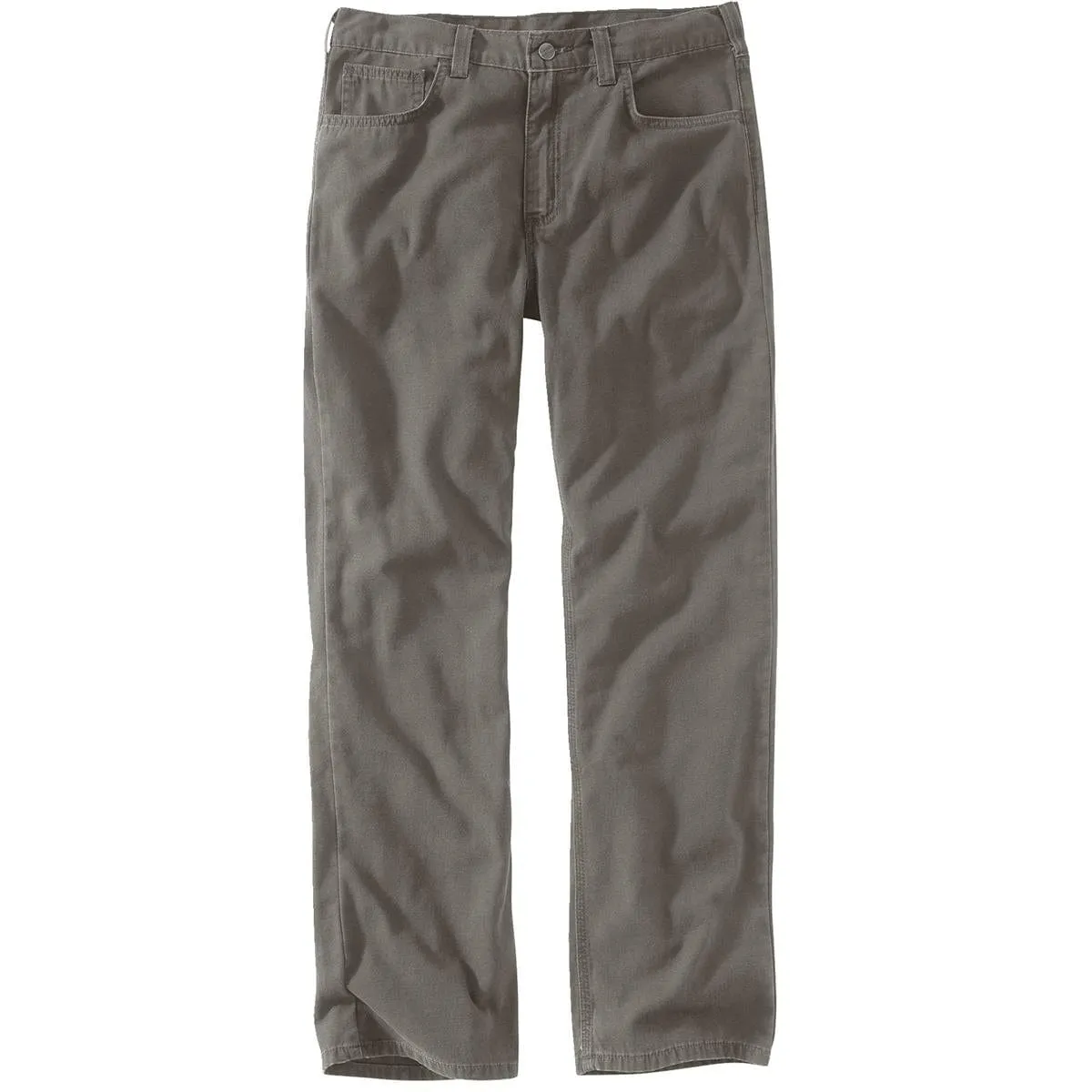 Carhartt Rugged Flex Relaxed Fit Canvas 5-Pocket Work Pant, Gravel and Hickory