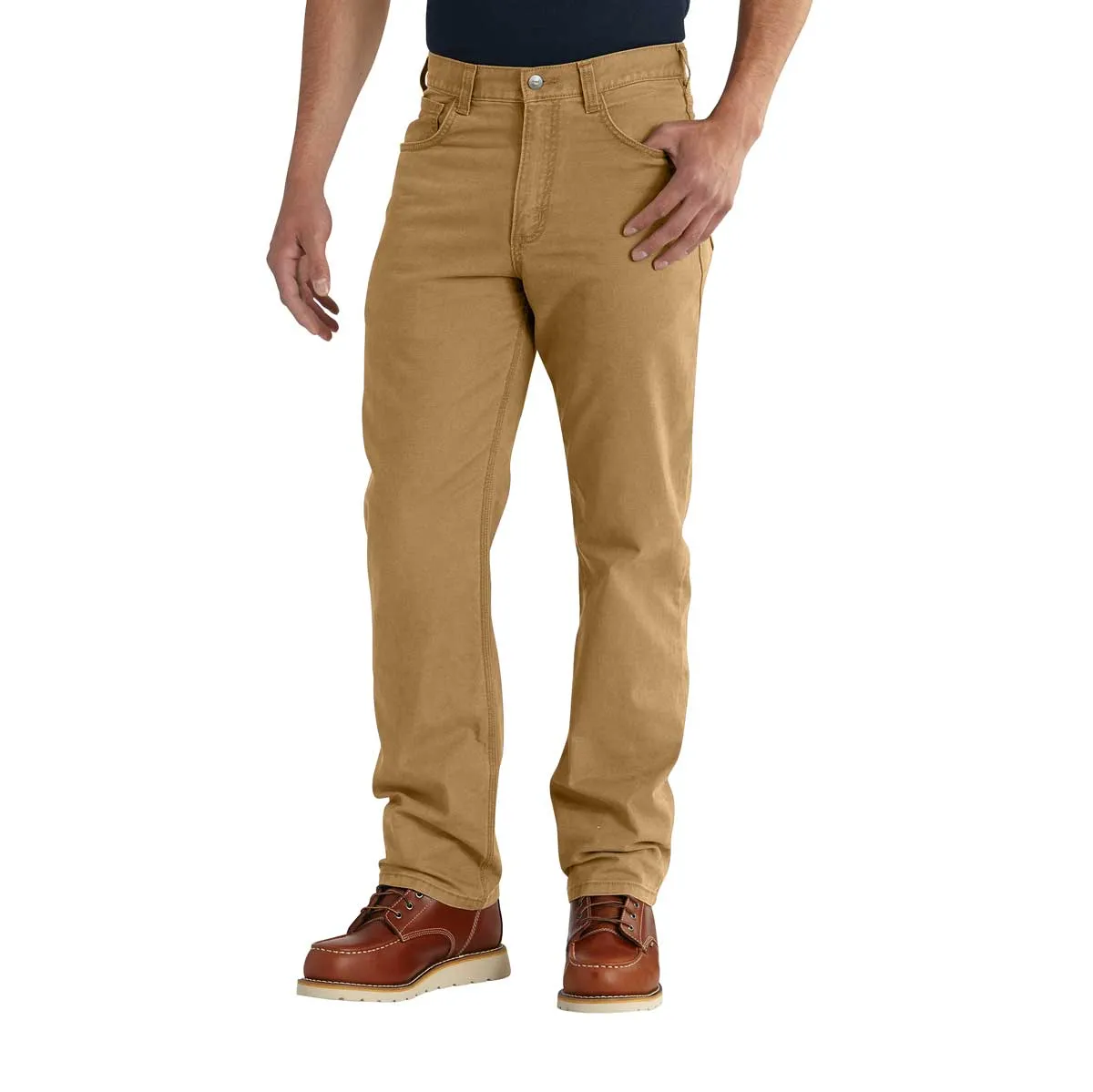 Carhartt Rugged Flex Relaxed Fit Canvas 5-Pocket Work Pant, Gravel and Hickory
