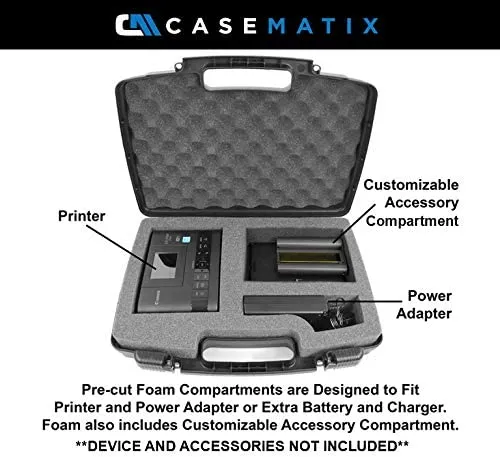 CASEMATIX Portable Printer Case Compatible with Canon Selphy CP1500 Photo Printer, Photo Paper, Adapter and Accessories - Printer Not Included