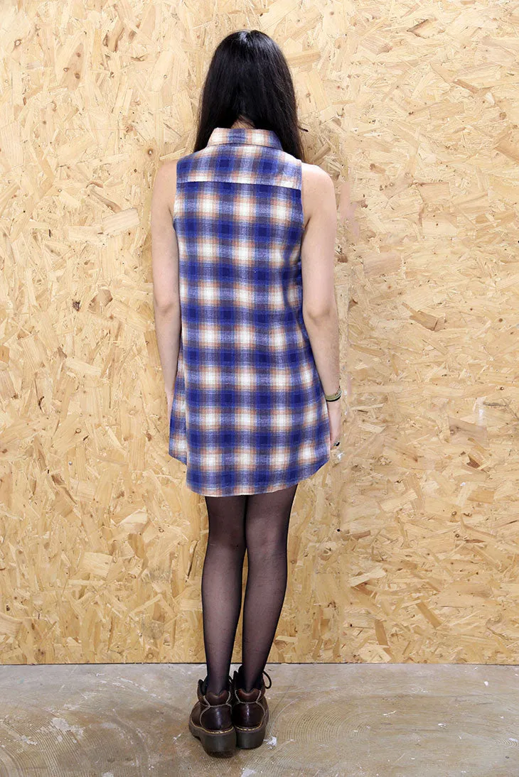 Loot Label Blue Check Flannel Shirt Dress