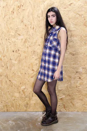 Loot Label Blue Check Flannel Shirt Dress
