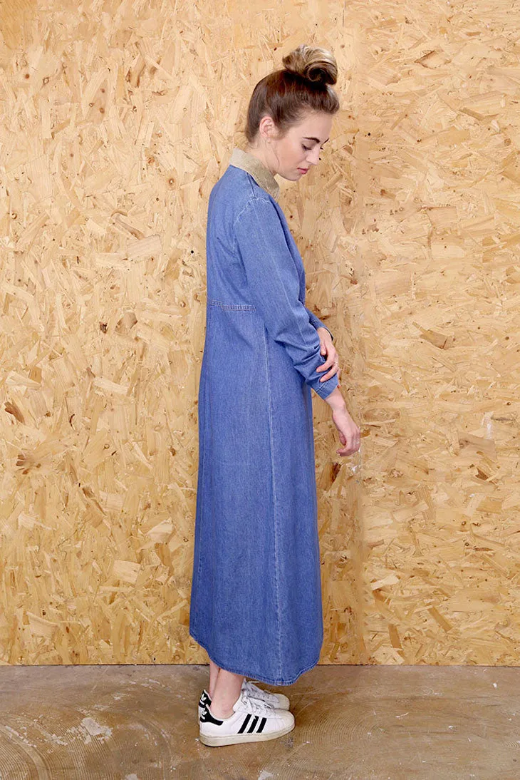 Maximum Denim Cord Collared Shirt Dress