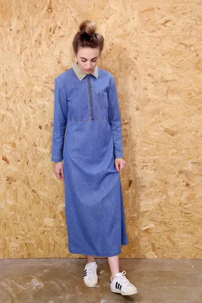 Maximum Denim Cord Collared Shirt Dress