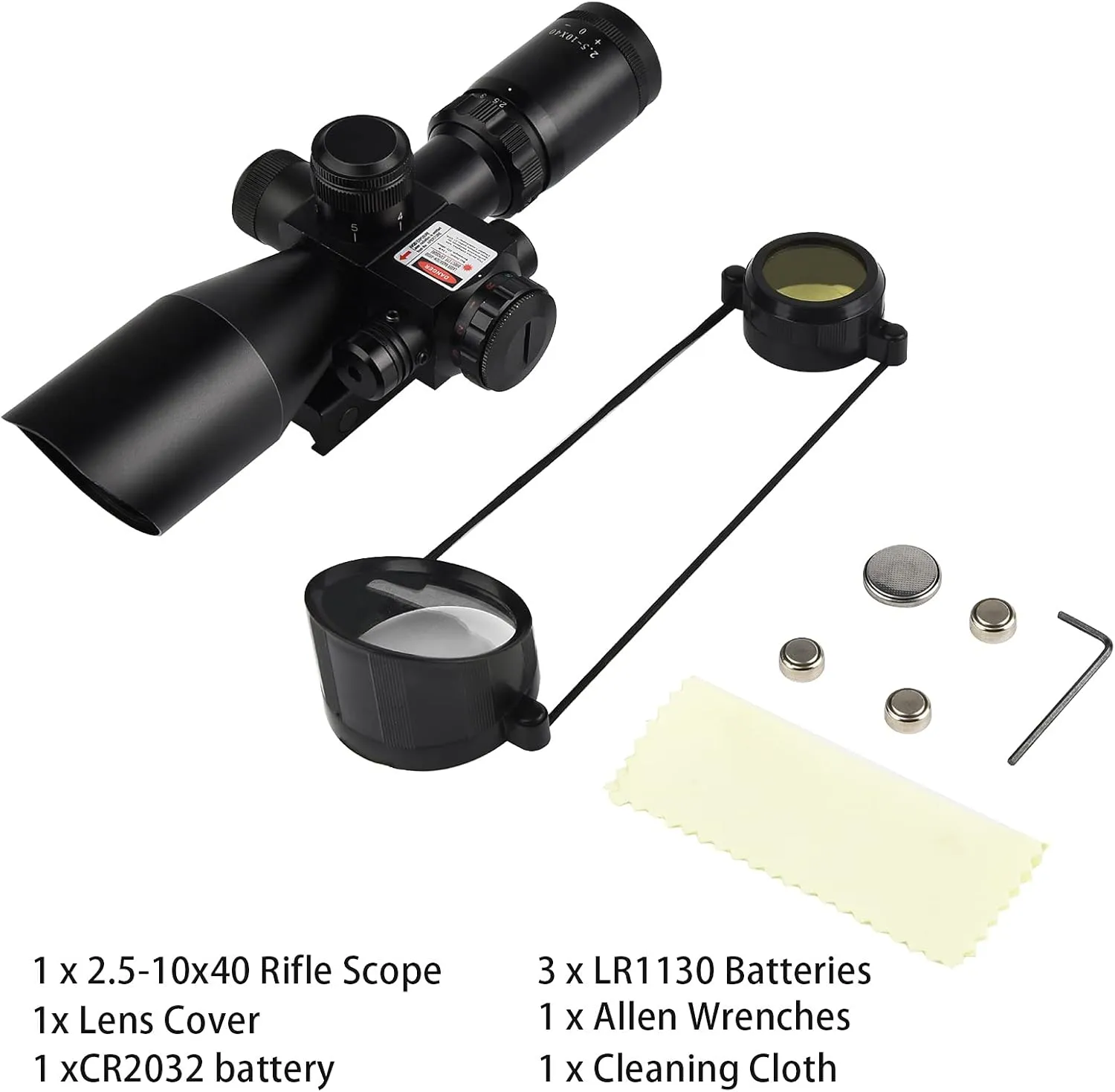 MidTen 2.5-10x40 OE Red Green Illuminated Mil-dot Scope with Red/Green Laser Combo