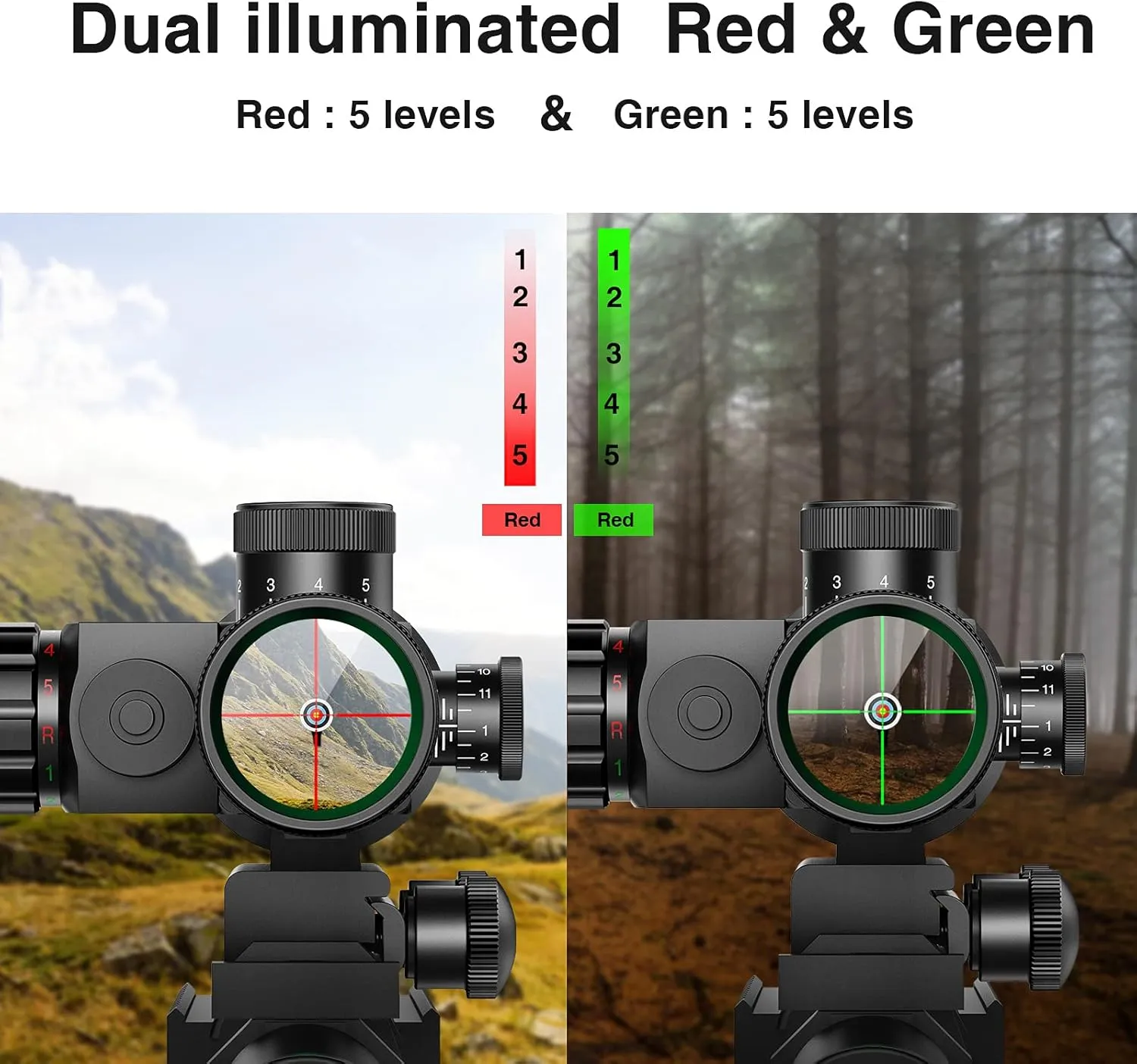 MidTen 2.5-10x40 OE Red Green Illuminated Mil-dot Scope with Red/Green Laser Combo