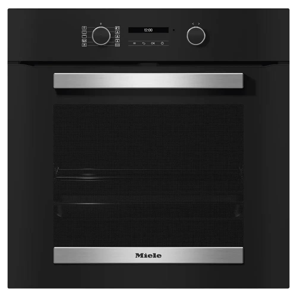 Miele Active 76L Built-In Electric Single Oven - Obsidian Black & Stainless Steel | H2465BP