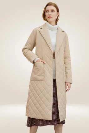 Tailored Tan Long Parka Coat With Deep Pockets