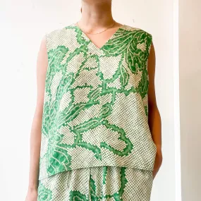 Tsumugi | Japanese Vintage Silk Kimono Shirt - Green