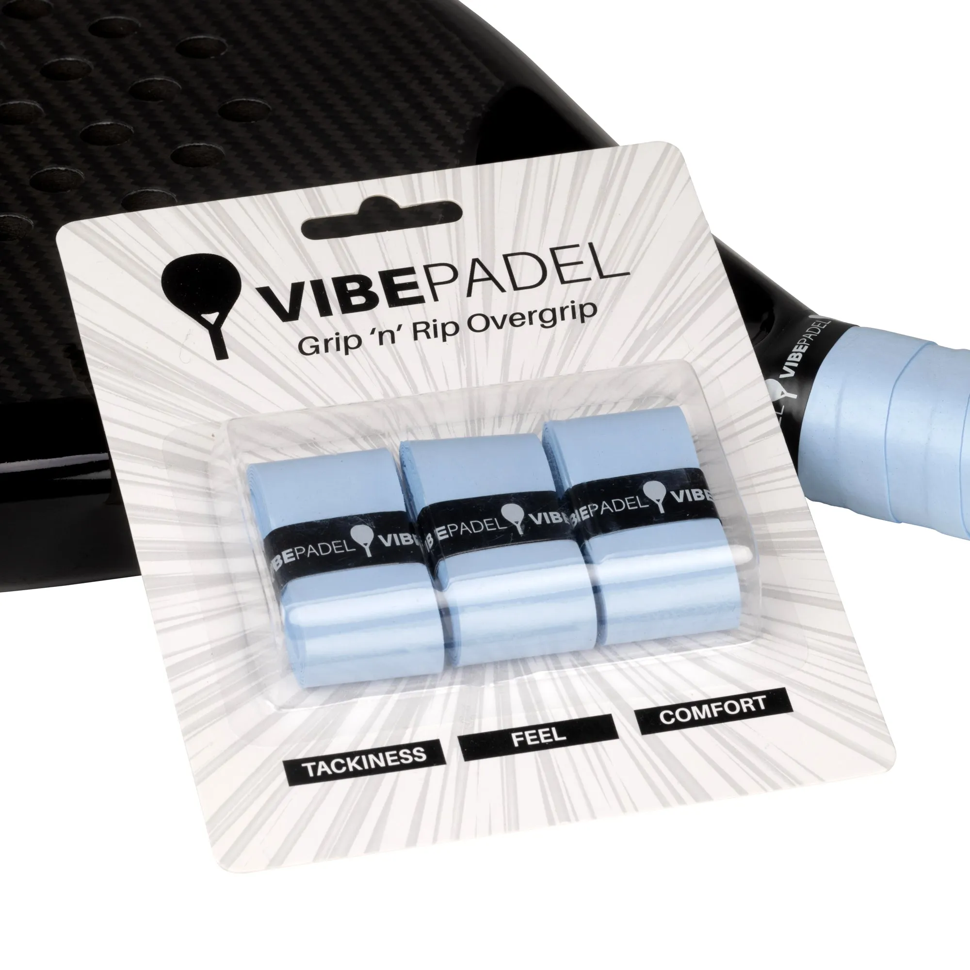 Vibe Padel Overgrip - 3 Pack - Sky Blue