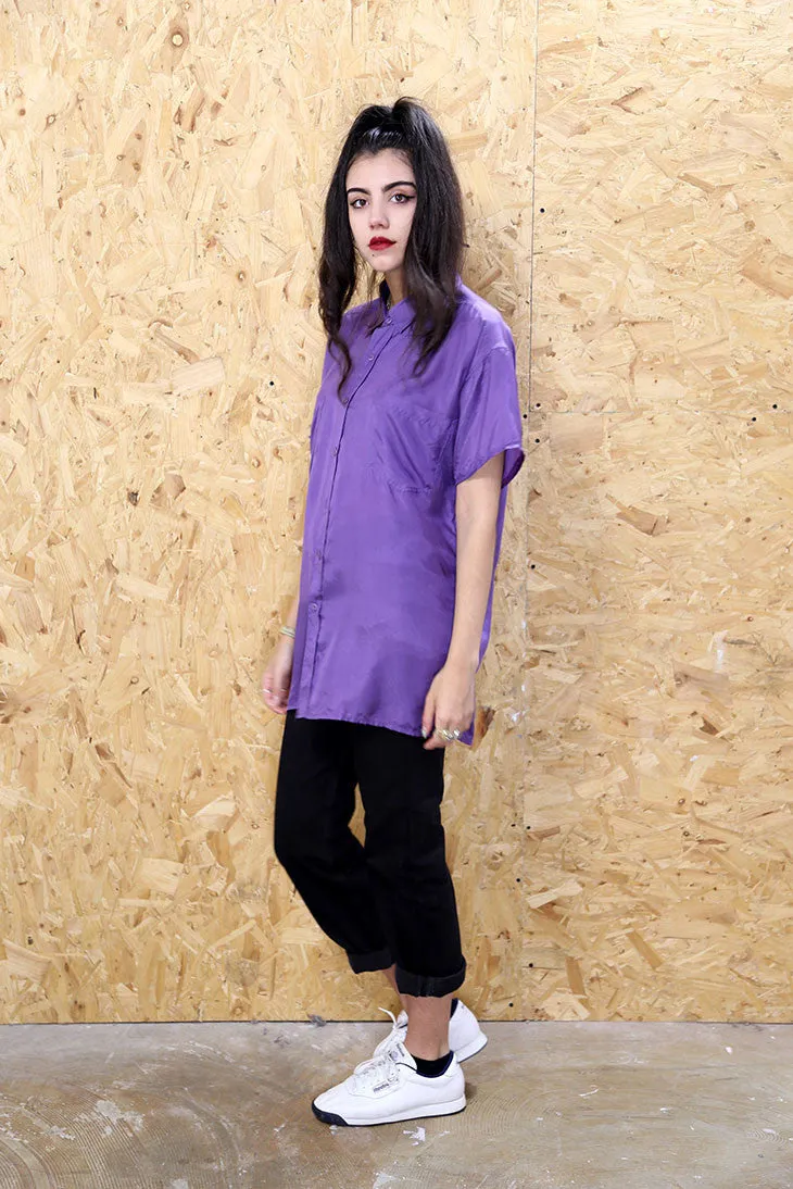 Vintage 90s Purple Silk Shirt