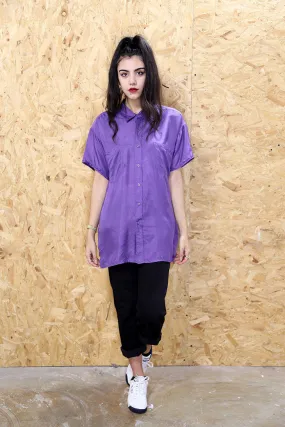 Vintage 90s Purple Silk Shirt