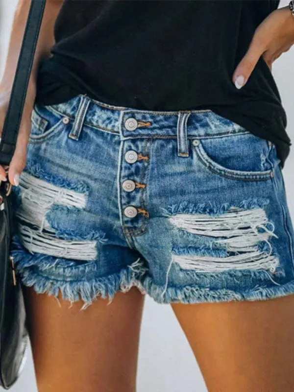 Women's American Independence Day Flag Print Rugged Denim Shorts