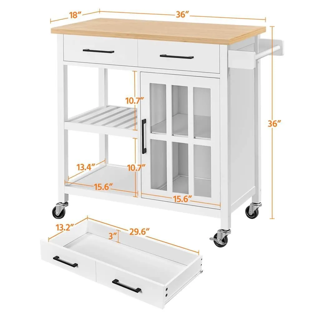 Yaheetech Kitchen Cart Bamboo